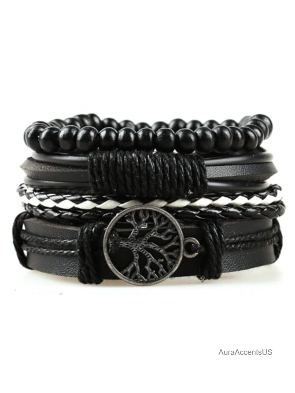 Black Faux Leather Wrap Bracelet Punk Skull Cross Chunky Cuff Men/Women